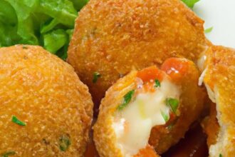 Golden Cheese-Stuffed Arancini Paired with Tangy Marinara