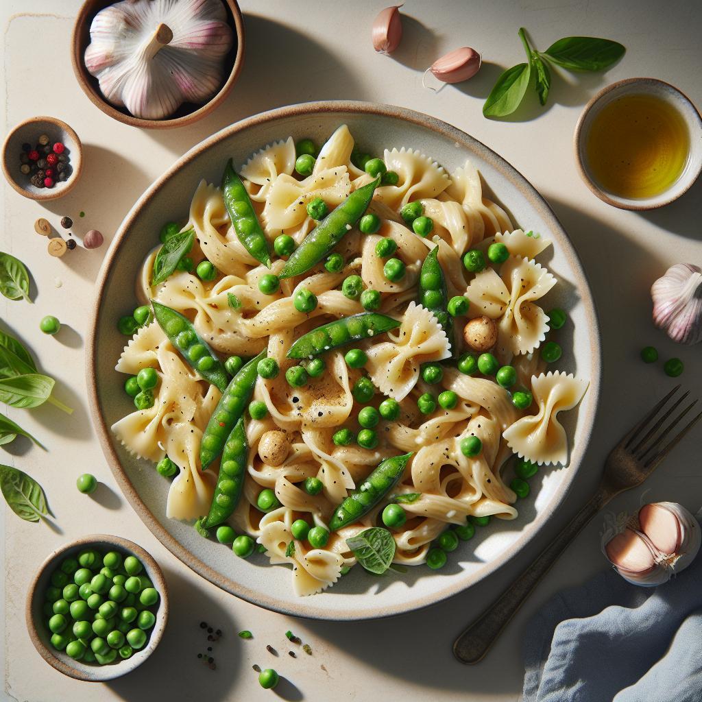 Velvety Garlic Pasta with Sweet Peas: A Creamy Delight