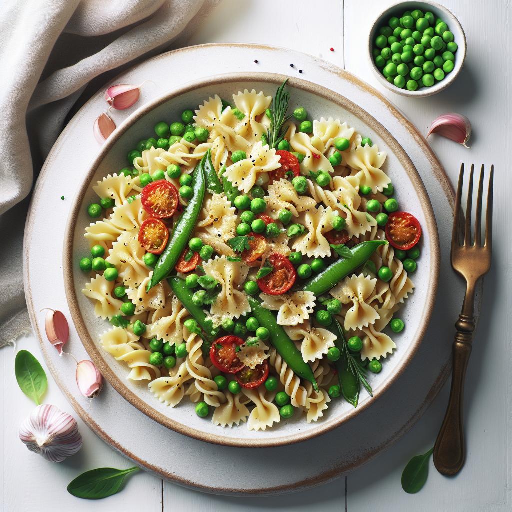 Indulge in Creamy Garlic Pasta with Sweet Garden Peas