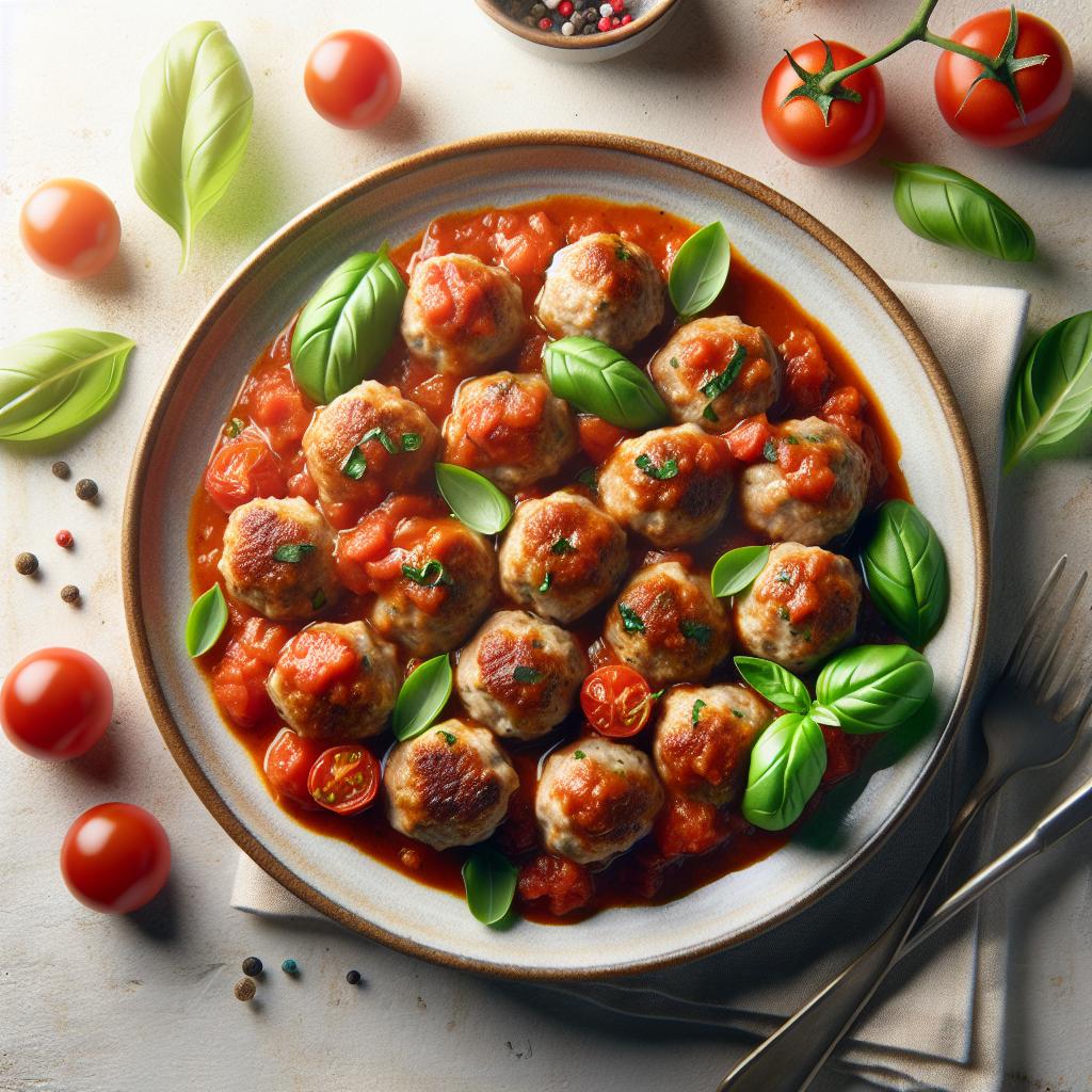Savory Turkey Meatballs Simmered in Rich Tomato Sauce