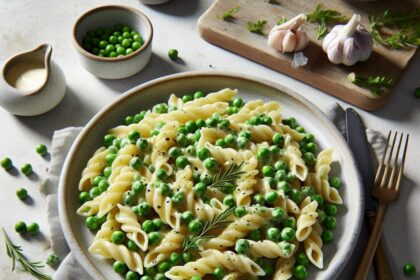 Creamy Garlic Pasta with Peas: A Comforting Green Delight